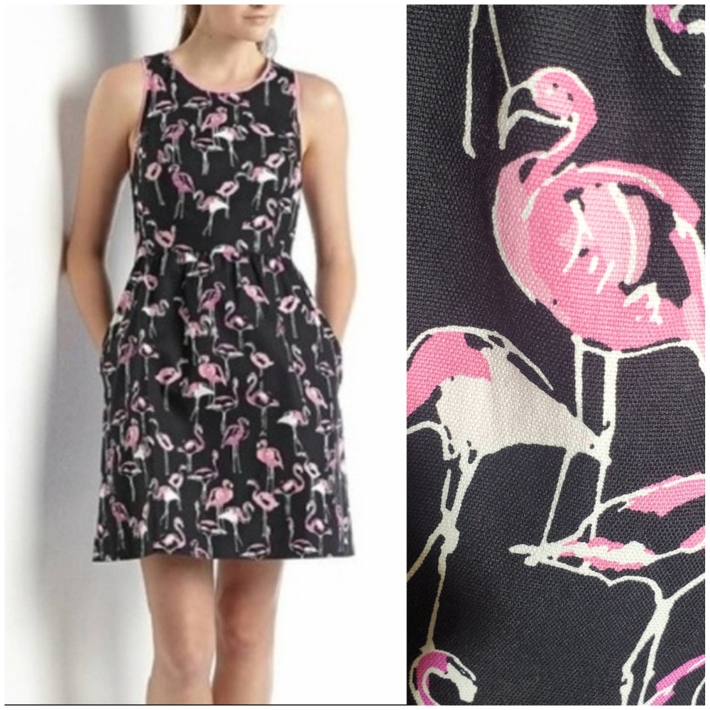 Crown & Ivy Flamingo Novelty Sleeveless Dress Size 4 Cotton